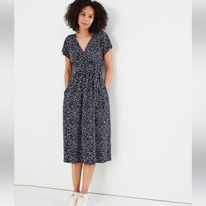 Joules Navy Spot Riley Short-Sleeve Wrap Dress